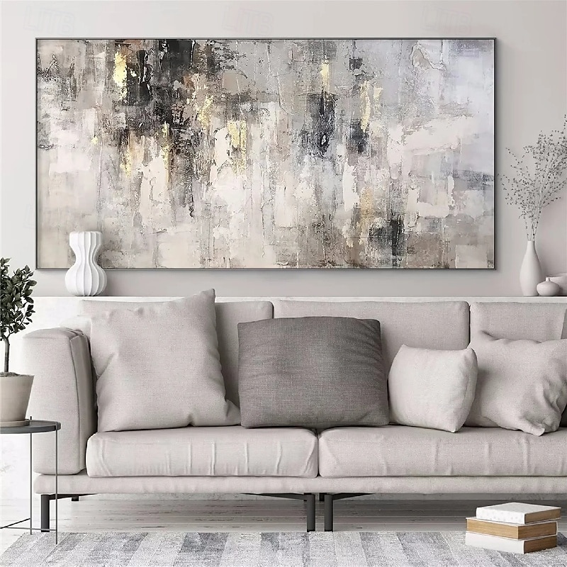 Ölgemälde handgemachtes Wabi-Sabi-Gemälde handgemalt großes beiges Kunstwerk 3D minimalistisches Gemälde auf Leinwand handgemaltes 3D-Textur-Gemälde mit Goldfolie Wandkunst neutrales beiges 2025 - $85.99 –P3