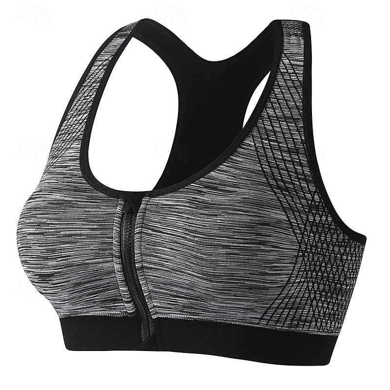 Mujer Sujeción Ligera Sujetadores de Deporte Sujetador para correr Cremallera Espalda Cruzada Sujetador superior Acolchado Aptitud física Deportes recreativos Corriendo Transpirable Ligero Suave Azul 2025 - $14.99 –P11