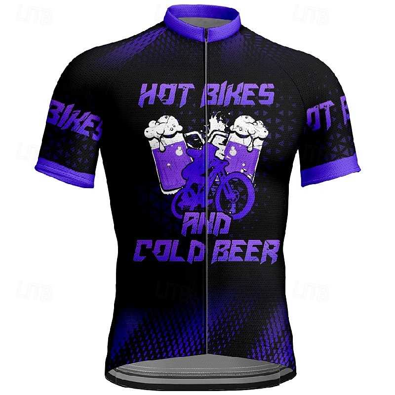 Men's Cycling Jersey Letter & Number Beer Short Sleeve Bike Tee Tshirt Jersey with 3 Rear Pockets Mountain Bike MTB Quick Dry Anatomic Design Wicking Breathable Sports Yellow Red Blue Clothing Apparel 2026 - $30.99 –P1