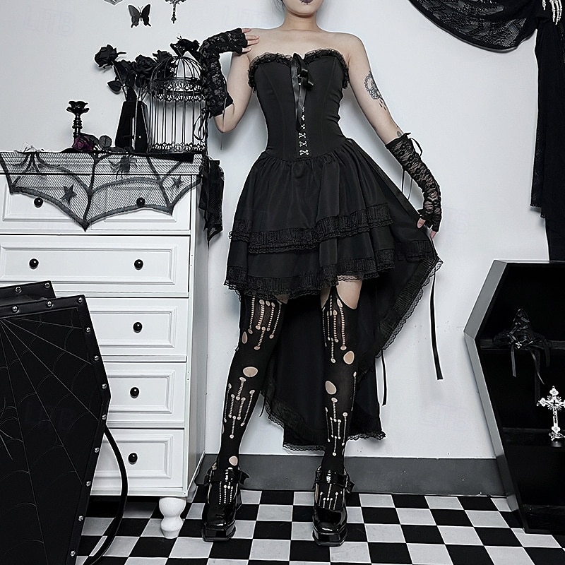 Punk a gotika Středověké Koktejlky Šaty Maškarní Gotická dívka Dámské Fantazie Steampunk předvečer Všech svatých Karneval Plesová maškaráda předvečer Všech svatých Maturitní ples Festival Dospělé Šaty 2025 - $37.99 –P6