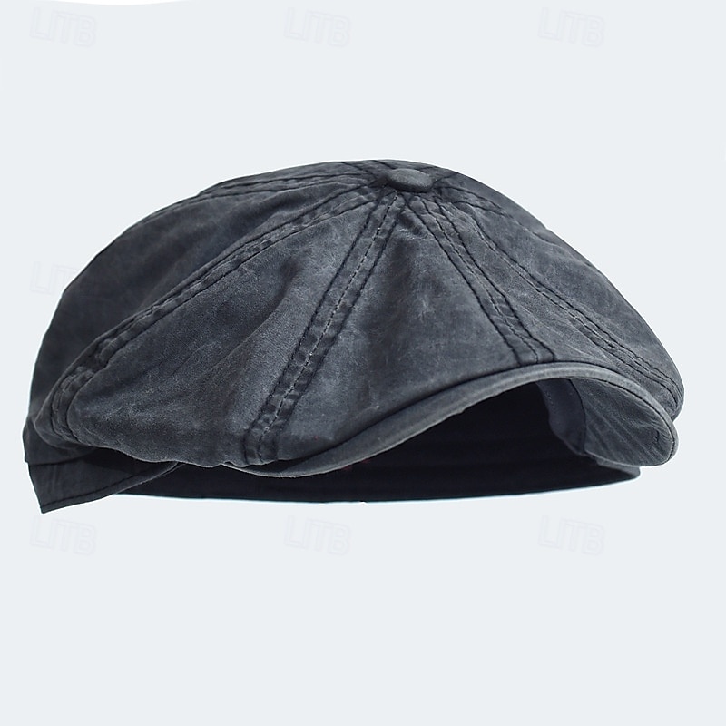 Férfi Vadászsapka Ascot Hat Newsboy Hat Fekete Kék Pamut Divat Alkalmi Utca Napi Sima Állítható Fényvédő Légáteresztő 2025 - $12.99 –P5