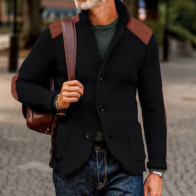 Hombre Pulóveres Chaqueta de Punto Vestido Suéter Chaqueta suéter Estriado Tejer Recortado De Punto Escote Chino Ropa Otoño Invierno Ejército verde Negro S M L 2025 - $37.99 –P12