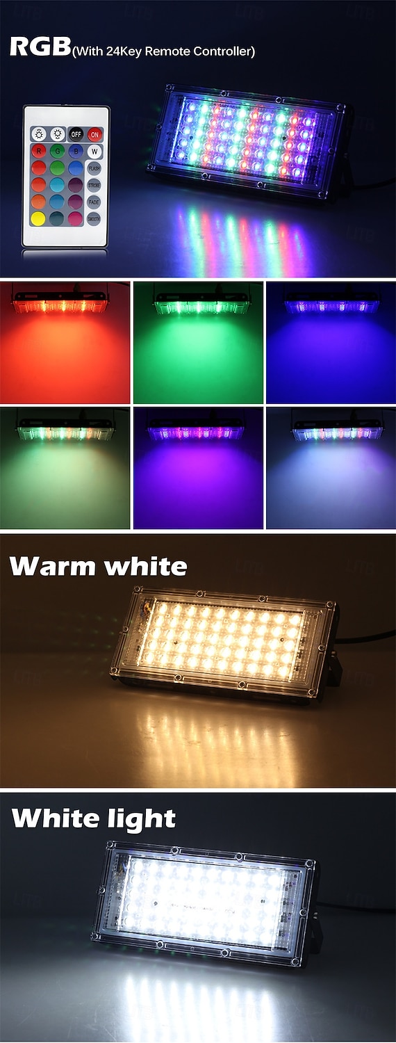 2026年 RGB LED 投光器 防水 IP65 AC 220V スポットライト 屋外 ガーデン照明 LED リフレクター 投光器 1/2 個  コレクション – $17.99 –P4
