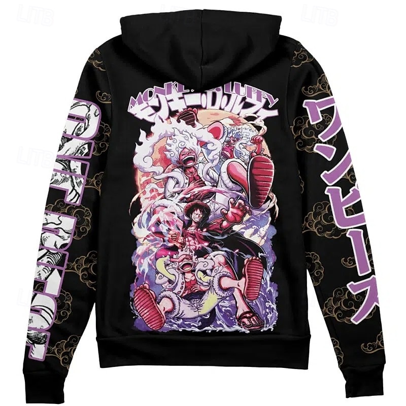 One Piece Monkey D. Luffy Roronoa Zoro Luffy Gear 5 Hattetrøje Hettegenser med glidelås Animé 3D Lomme foran Graphic Til Par Herre Dame Voksne Halloween Karneval Maskerade 3D-utskrift Fest Fritid 2025 - $32.99 –P1