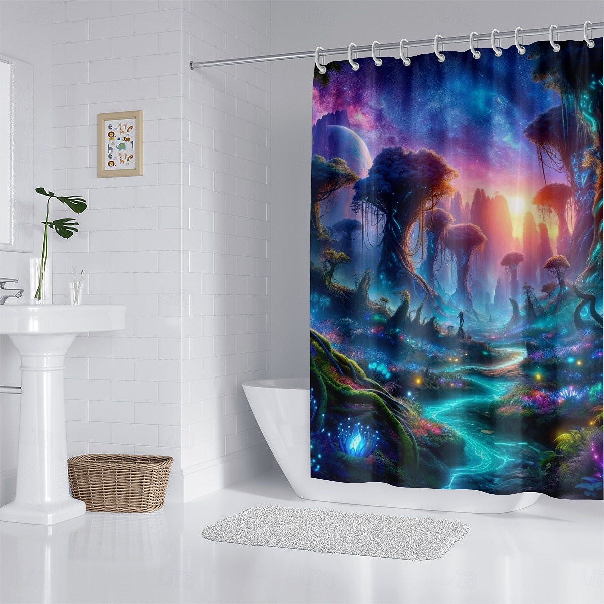 Rideau de douche avec crochets 180cm*180cm(70"*70") polyester lavable imperméable motif paysage peinture à l'huile Van Gogh Arbre de Vie de 2025 ? $19.99 –P9