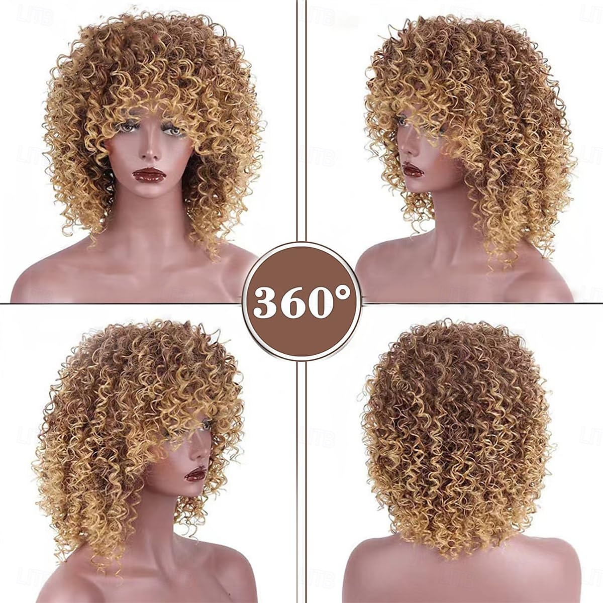Afro Blonde Curly Wigs for Black Women,Kinky Blonde Wig With Bangs Synthetic Heat Resistant Hair for Daily Use 2026 - $22.99 –P8