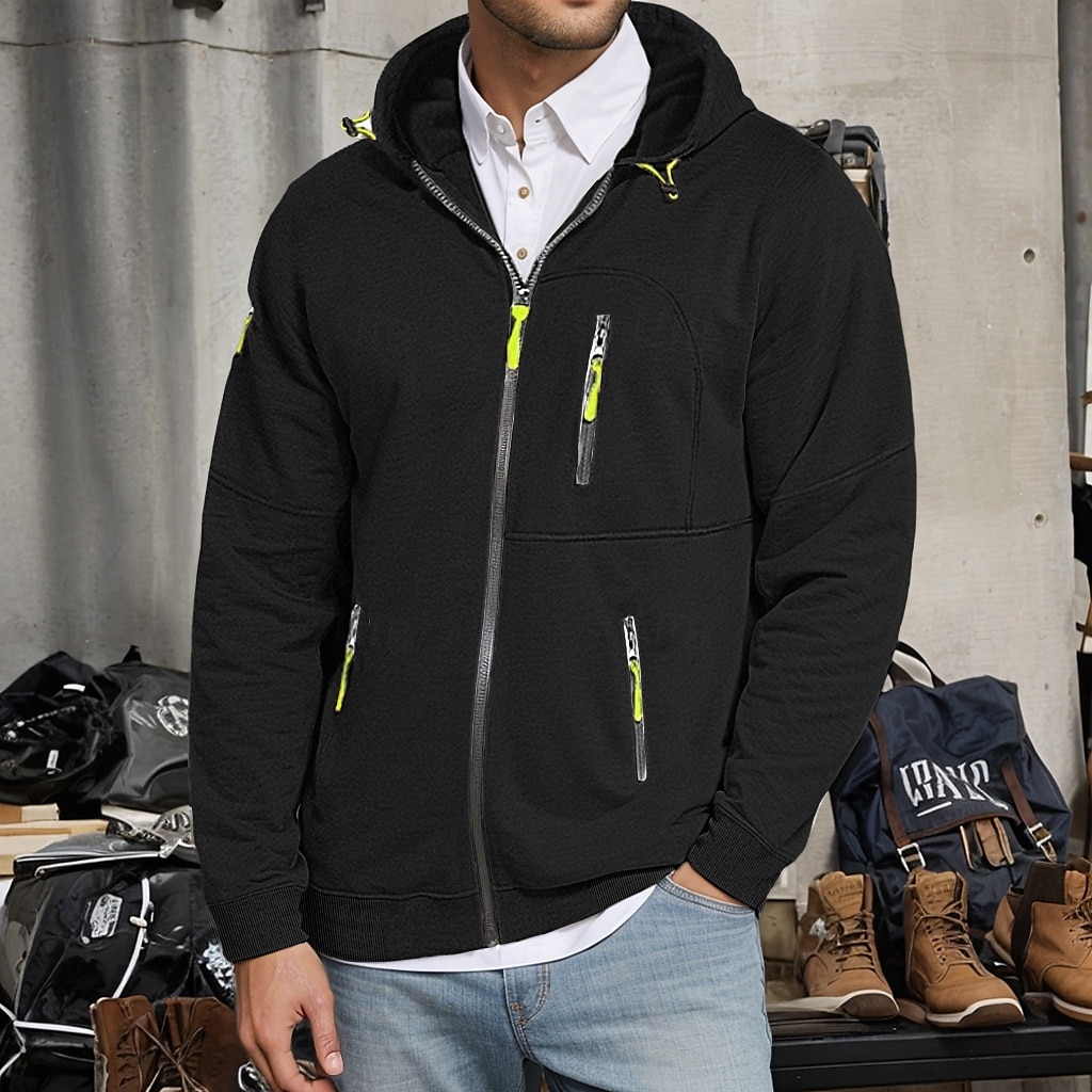 Men's Hoodie Full Zip Hoodie Fleece Hoodie Tactical Black White Wine Navy Blue Royal Blue Hooded Plain Zipper Pocket Sports & Outdoor Daily Holiday Polyester Streetwear Cool Casual Spring & Fall 2025 - $26.99 –P5