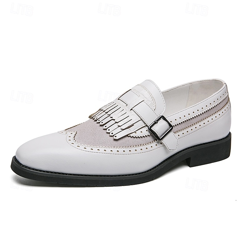mocassini da uomo retrò in similpelle - classico design brogue con fibbia e dettaglio frangia, calzature versatili ed eleganti del 2025 a $54.99 –P4
