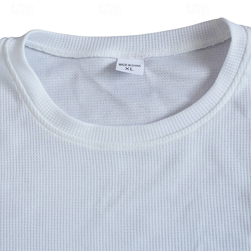 Men's T Shirt Tee Waffle Knit Tee Tee Top Long Sleeve Crew Neck Spring &  Fall Plain Fashion Designer Basic Vacation Street Going out Black White Royal Blue Top Tee for Men 2025 - $27.99 –P6