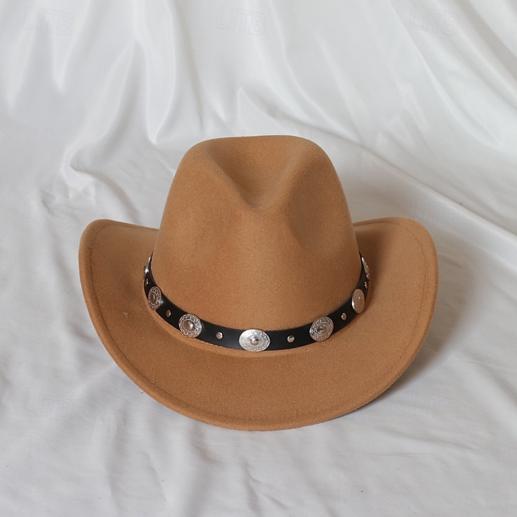 jednolity kolor unisex kowbojski kapelusz punkowy western z dzianinowym filcem 2025 - $18.49 –P10