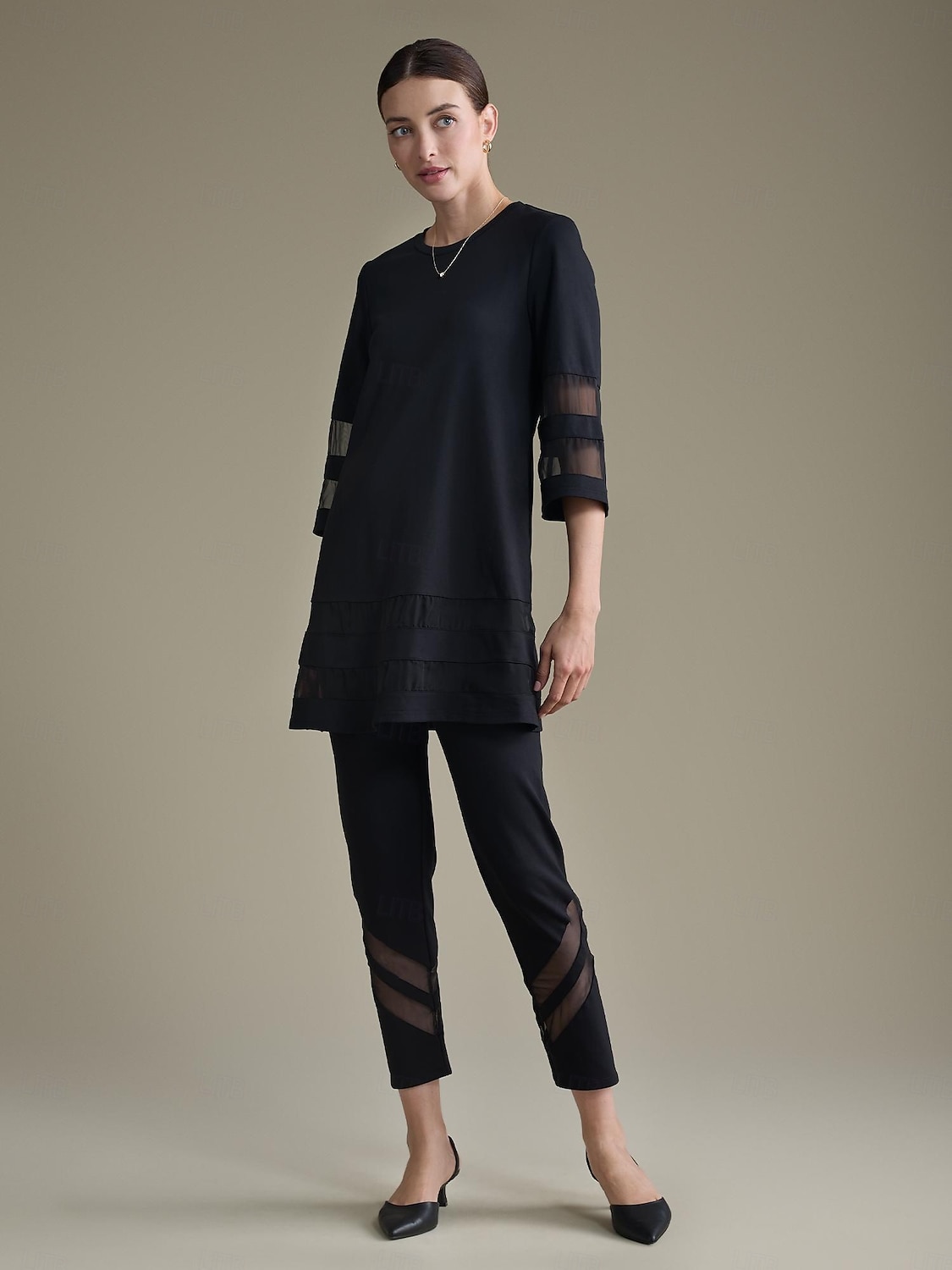 camiseta modal transparente solta manga 3/4 de 2026 por $79.99 –P4