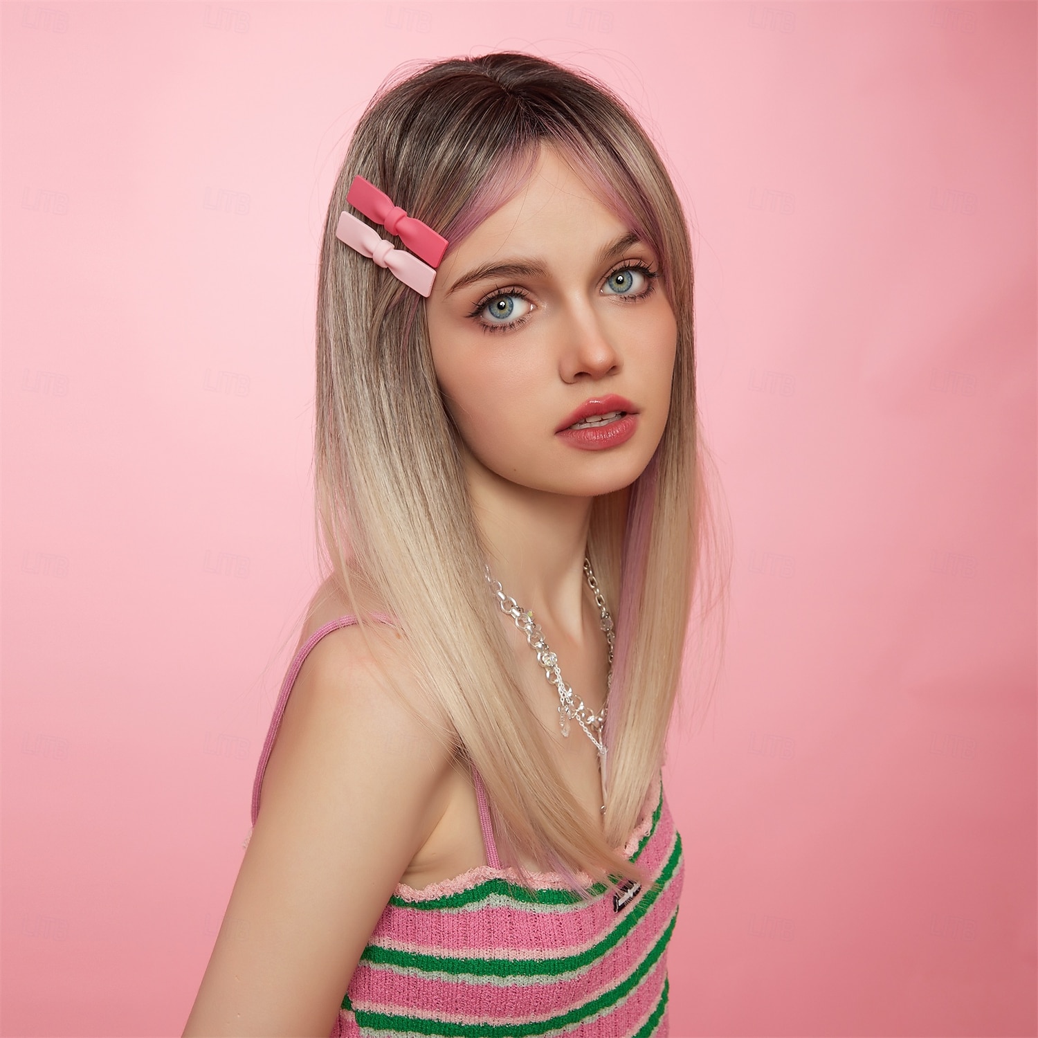 Synthetic Wig Uniforms Career Costumes Princess Curly Wavy Middle Part Layered Haircut Machine Made Wig 22 inch Brown / White Synthetic Hair Women's Cosplay Party Fashion Brown 2026 - $24.99 –P6