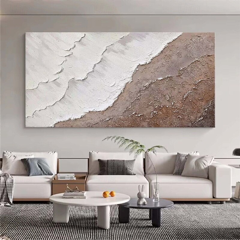 großes braunes Wellengemälde, handgemaltes braunes abstraktes Wellengemälde, handgemachtes schwarz-weißes Ozean-Ölgemälde, Kunst, modernes Gemälde, großes Kunstwerk, abstraktes Gemälde, Wandkunst, 2025 - $75.99 –P2