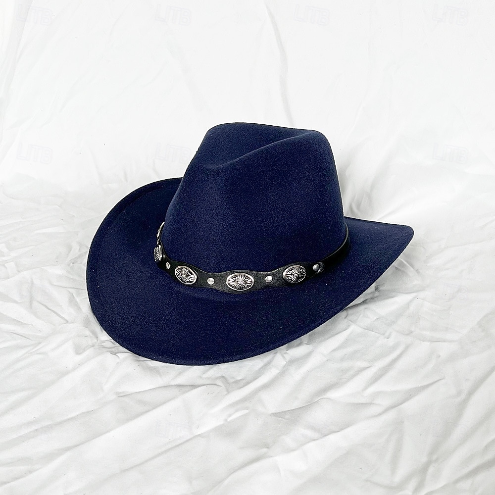 chapeau de cowboy western blanc pour femmes et hommes, chapeau de cowboy bouclé avec fedora en cuir, chapeau de cavalier toca toca de 2025 ? $18.49 –P12