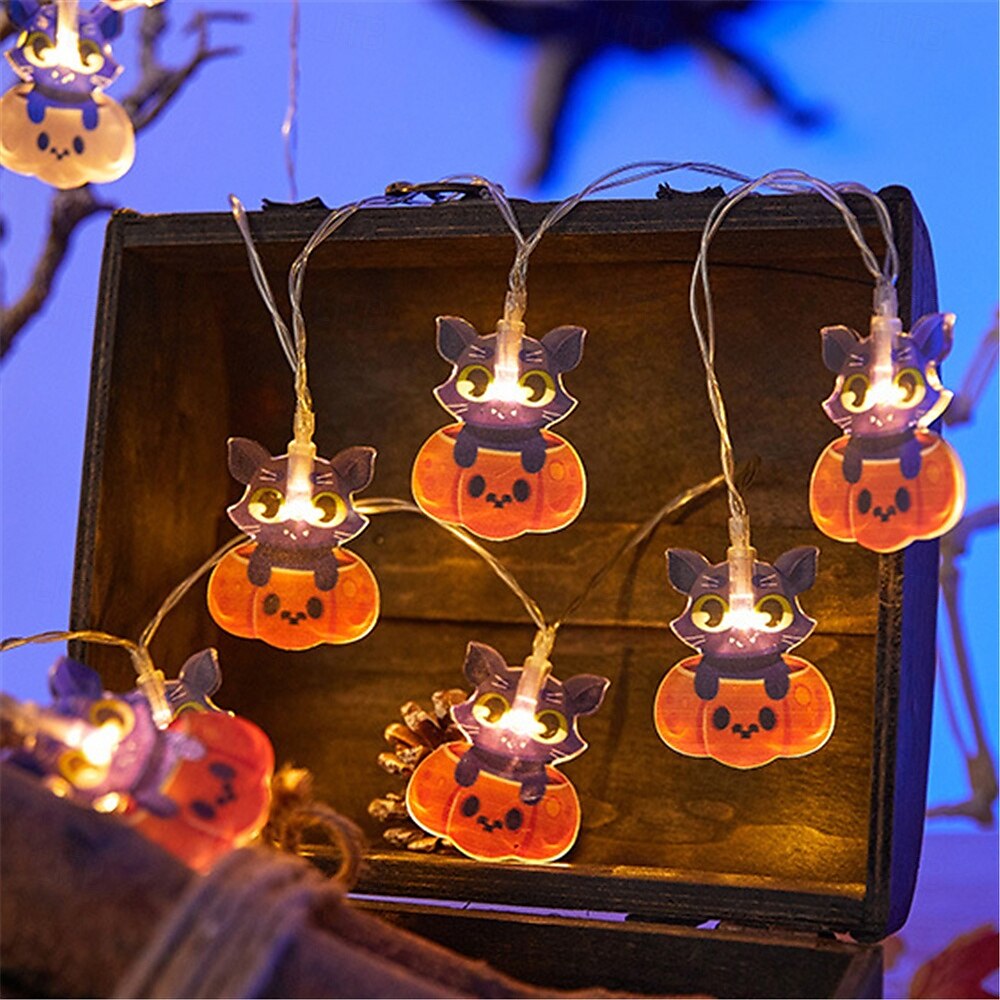 1,5m 10led halloween lanterne string spøkelse festival scene atmosfære dekorasjon lanterne string edderkoppnett flaggermus gresskar død gud festival dekorative lanterner 1stk 2025 - $11.49 –P3