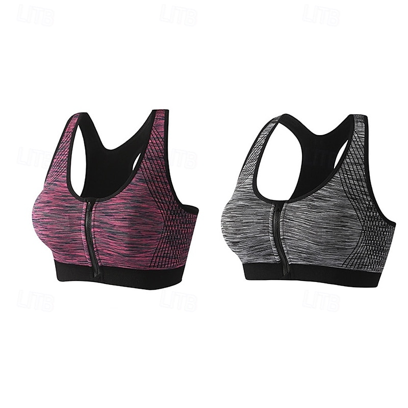 Mujer Sujeción Ligera Sujetadores de Deporte Sujetador para correr Cremallera Espalda Cruzada Sujetador superior Acolchado Aptitud física Deportes recreativos Corriendo Transpirable Ligero Suave Azul 2025 - $14.99 –P2