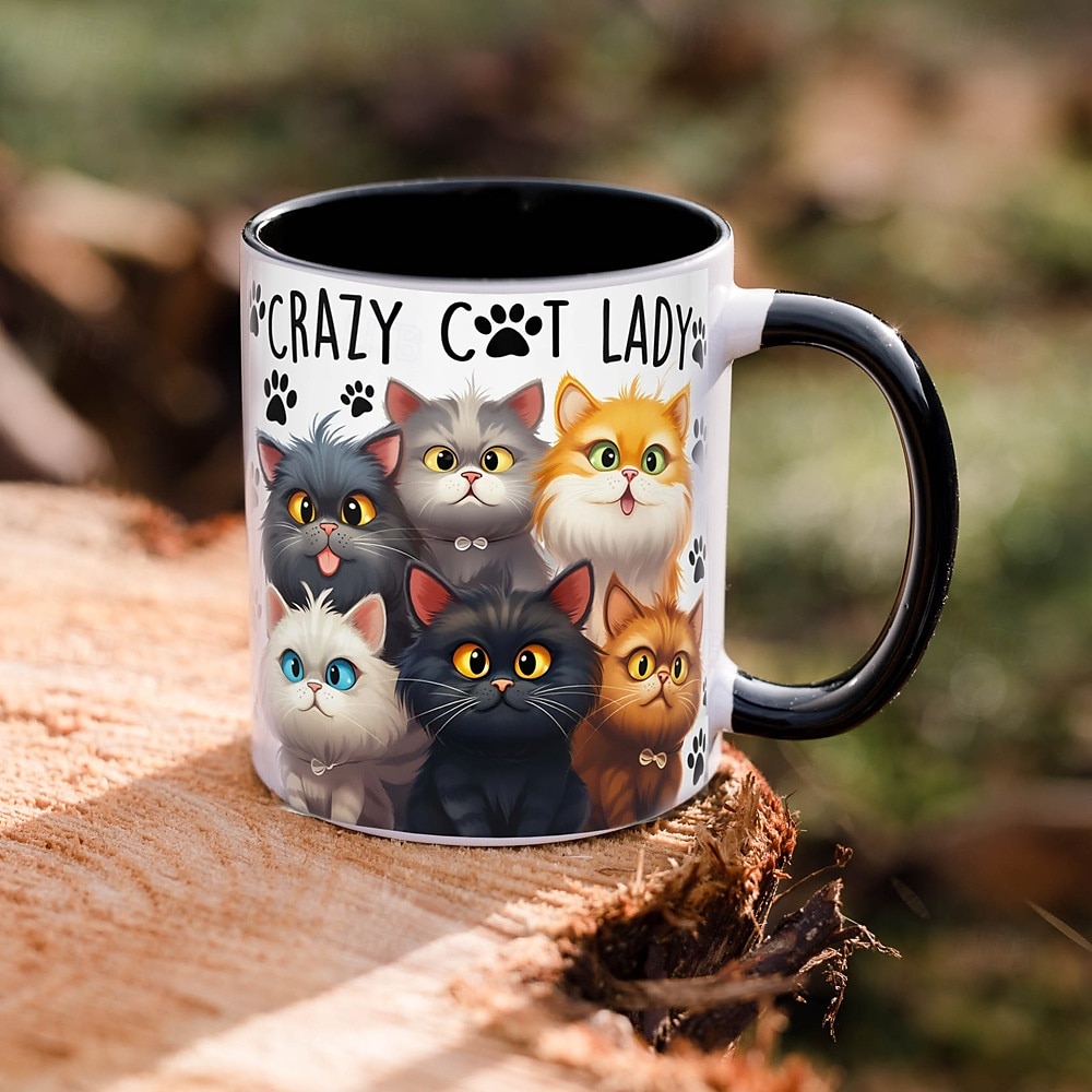hrnek crazy cat lady - perfektní dárek k narozeninám pro milovníky koček - 11oz keramický šálek na kávu pro milovníky koček 2025 - $18.99 –P1