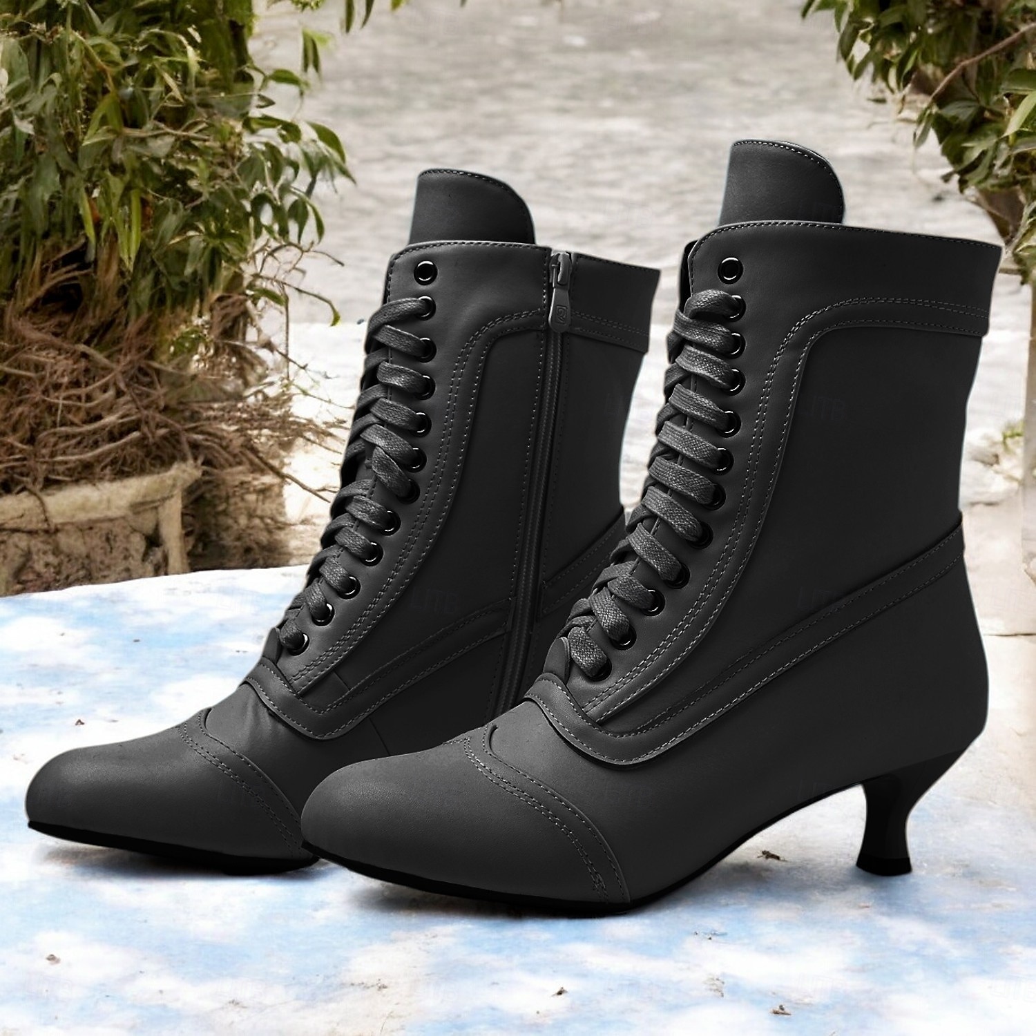 Dámské Boty Boty na knoflíky Větší velikosti Boty na podpatku Venkovní Párty Denní Barevné bloky Kotníkové boty Booties Nízký tenký Oblá špička Elegantní prázdniny Vinobraní Umělá kůže Šněrování 2025 - $59.99 –P2