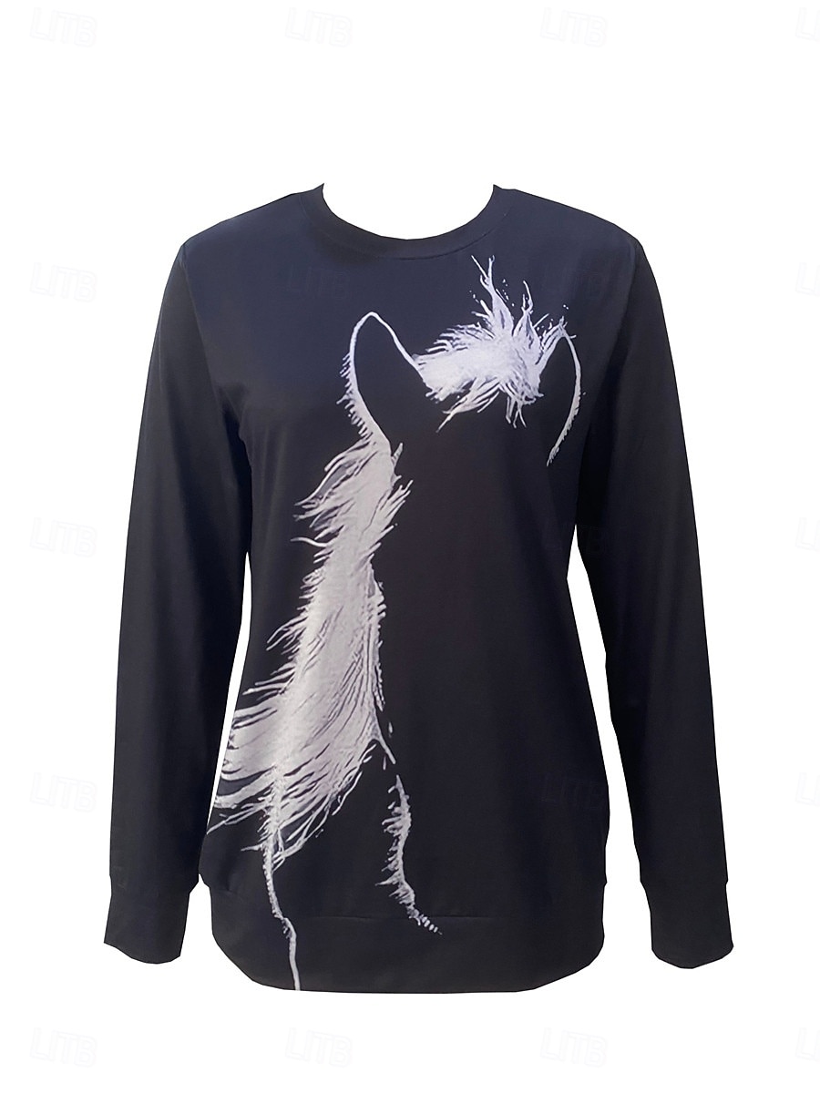 γυναικείο πουλόβερ βαμβακερό μείγμα animal street casual print casual στρογγυλή λαιμόκοψη μακρύ μανίκι μικροελαστικό χειμώνα άνοιξη & Μαλακό ύφασμα που αναπνέει 2025 - $27.99 –P3