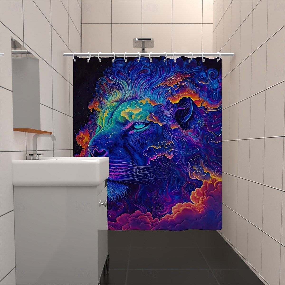 Sprchový závěs s háčky 180 cm*180 cm (70"*70") polyesterový pratelný voděodolný vzor do koupelny dekorace pro vanu zvíře orel 2025 - $25.99 –P12