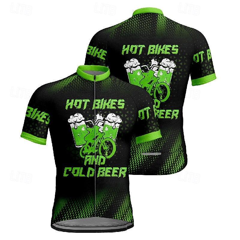Men's Cycling Jersey Letter & Number Beer Short Sleeve Bike Tee Tshirt Jersey with 3 Rear Pockets Mountain Bike MTB Quick Dry Anatomic Design Wicking Breathable Sports Yellow Red Blue Clothing Apparel 2026 - $30.99 –P12