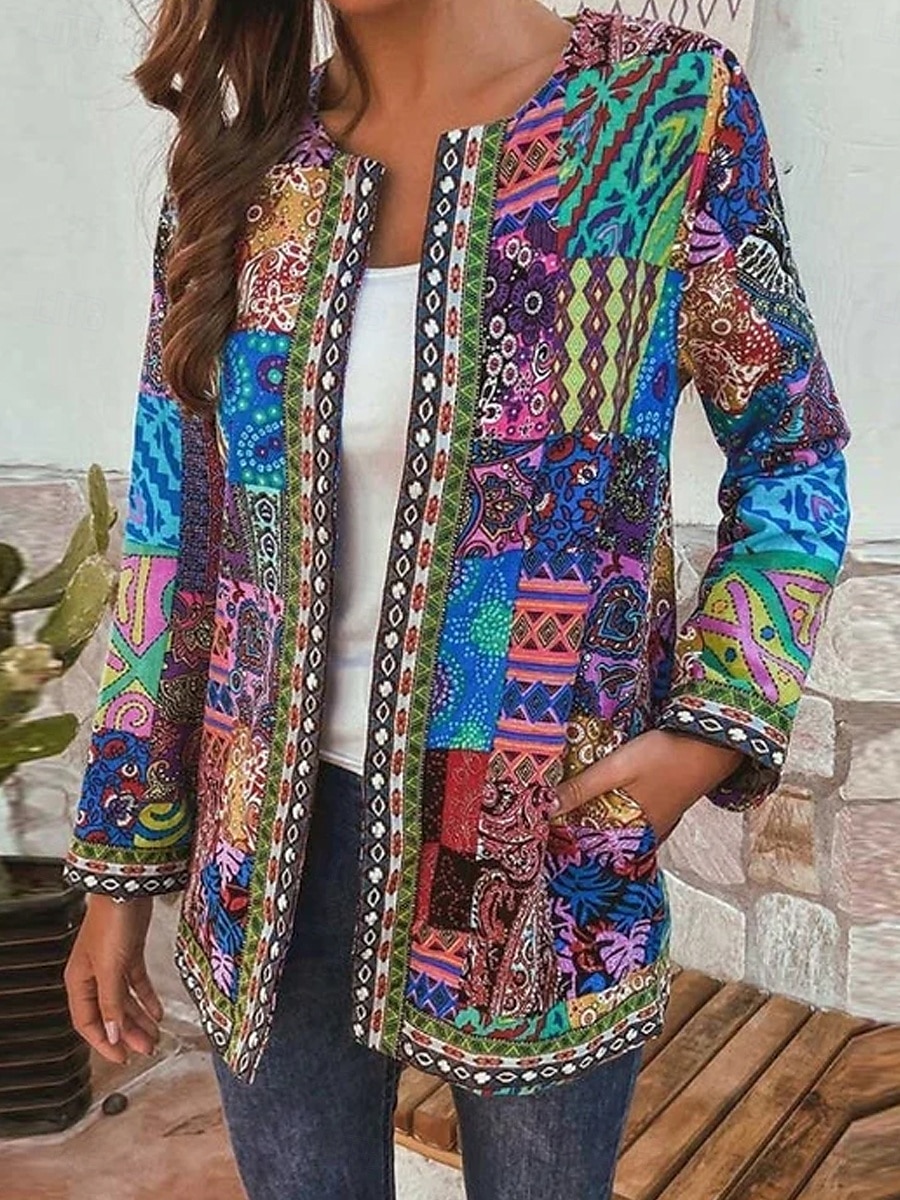 Damen Elegante Staubtücher Elegante Jacken Freizeitjacke Frühling Herbst Winter Regulär Mantel Normale Passform Bequem Lässig / Alltäglich Mode Jacken Langarm Druck Einfarbig Einfach Verstellbar Rosa 2025 - $29.99 –P1
