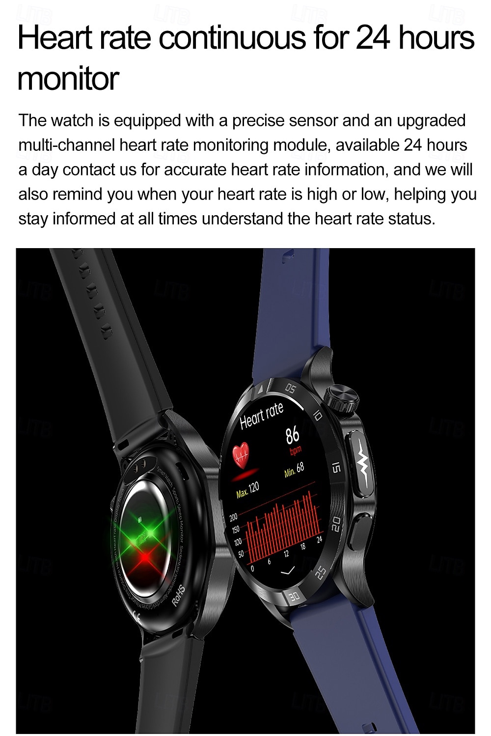 2025年 iMosi ET381 スマートウォッチ 1.43 インチ スマート·ウォッチ ブルートゥース ECG + PPG 温度監視 歩数計 と互換性があります Android iOS 女性 男性 ハンドフリーコール 防水 メディアコントロール IP 67 46mmの時計ケース  コレクション – $79.79 –P9