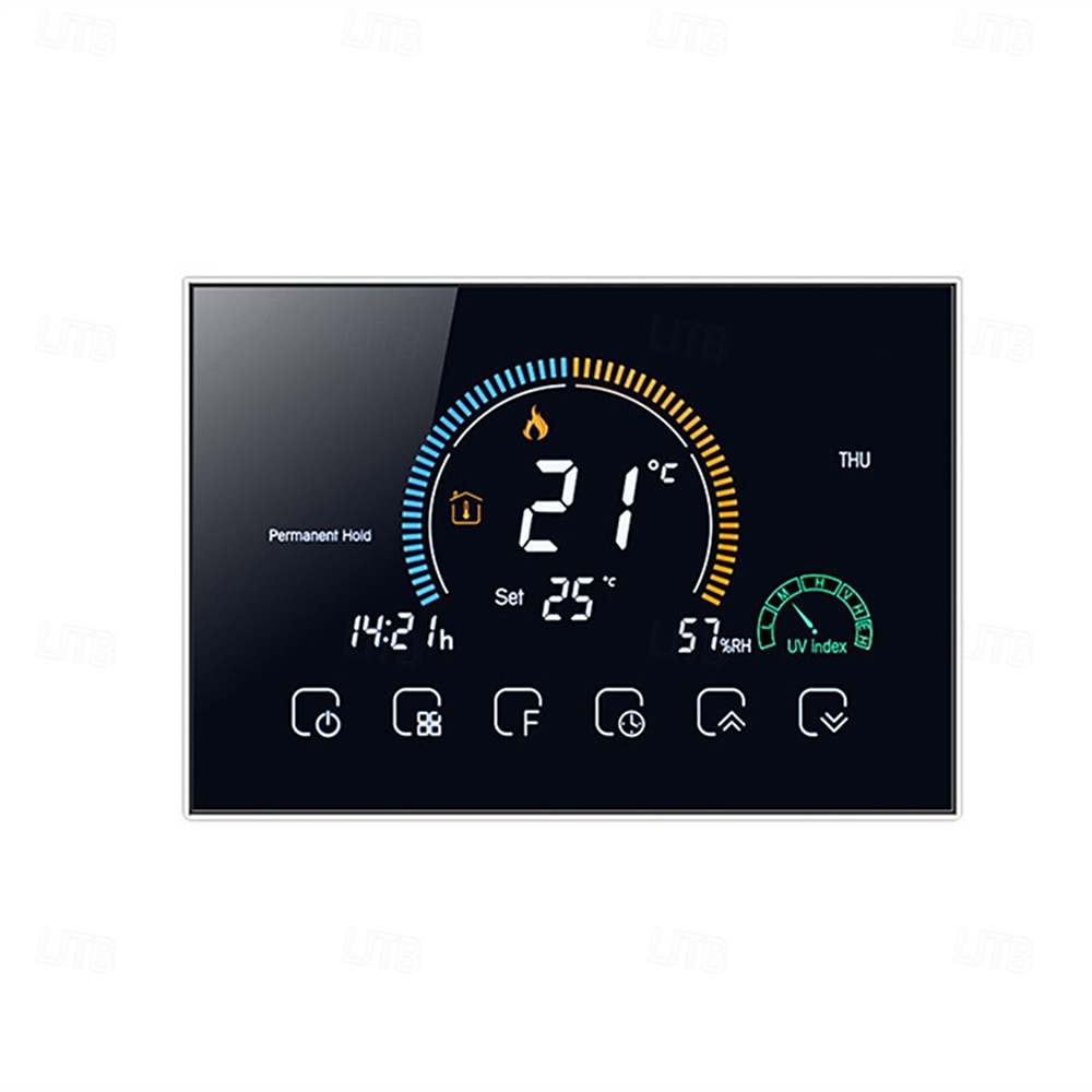 Termostato programable para controlar el calentamiento de agua, hogar inteligente, pantalla LCD negativa, termostato de ambiente redondo con wifi 2025 - $103.99 –P6