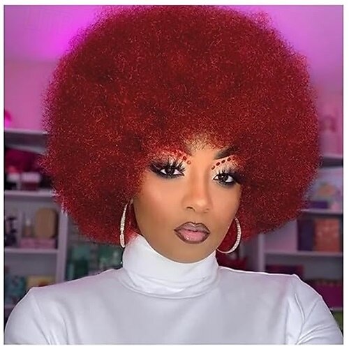peruca afro para mulheres perucas afro dos anos 70 perucas afro crespas de aparência natural perucas cacheadas com franja peruca afro curta e saltitante peruca afro puff suave peruca afro de cabelo de 2025 por $17.99 –P2