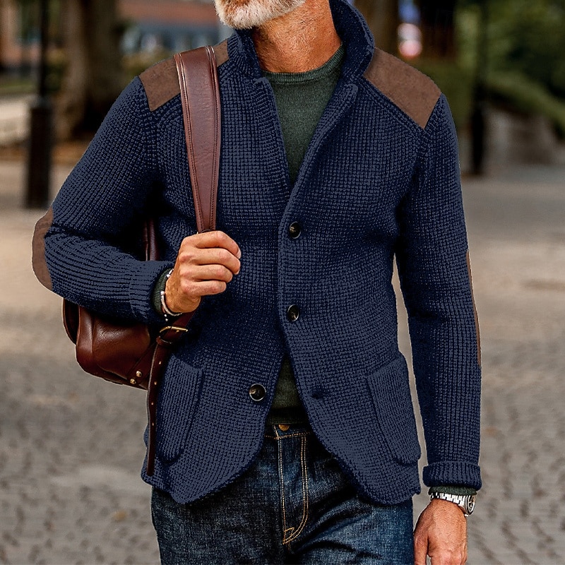 Hombre Pulóveres Chaqueta de Punto Vestido Suéter Chaqueta suéter Estriado Tejer Recortado De Punto Escote Chino Ropa Otoño Invierno Ejército verde Negro S M L 2025 - $37.99 –P1