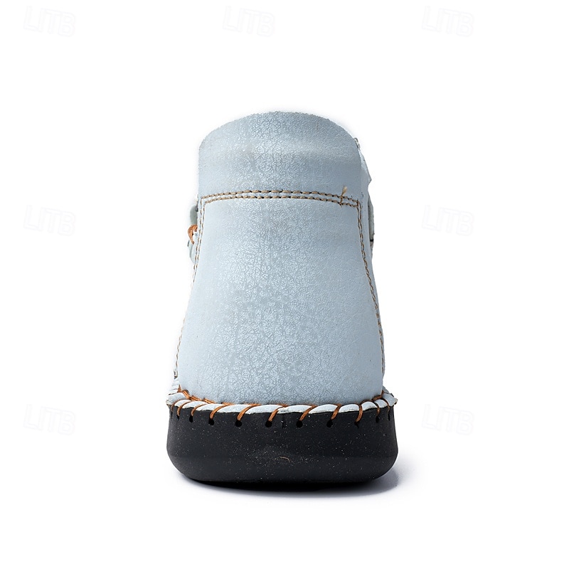 Men's Casual Light Blue Leather Loafers with Unique Hand-Stitched Details and Zip Closure, Ideal for Daily Wear 2025 - $54.99 –P2