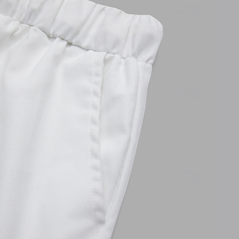 Homens Calças de linho Calça verão Calças Cropped Calças de praia Com Cordão Cintura elástica Tecido Conforto Respirável Comprimento da panturrilha Casual Diário Feriado Moda Estilo Clássico Preto de 2025 por $27.99 –P6