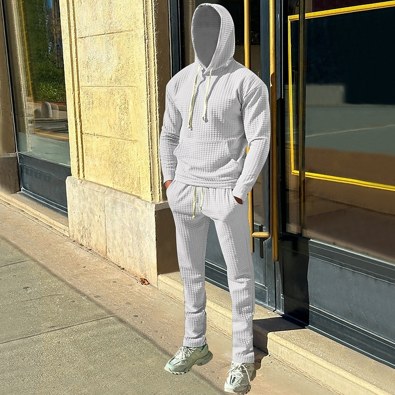 Per uomo Felpa con cappuccio Tuta Da Ginnastica Tuta da ginnastica Nero Bianco Verde militare Cachi Grigio scuro Con cappuccio Liscio A cordoncino 2 pezzi Tasca frontale Sportivo Giornaliero Per del 2025 a $39.99 –P15