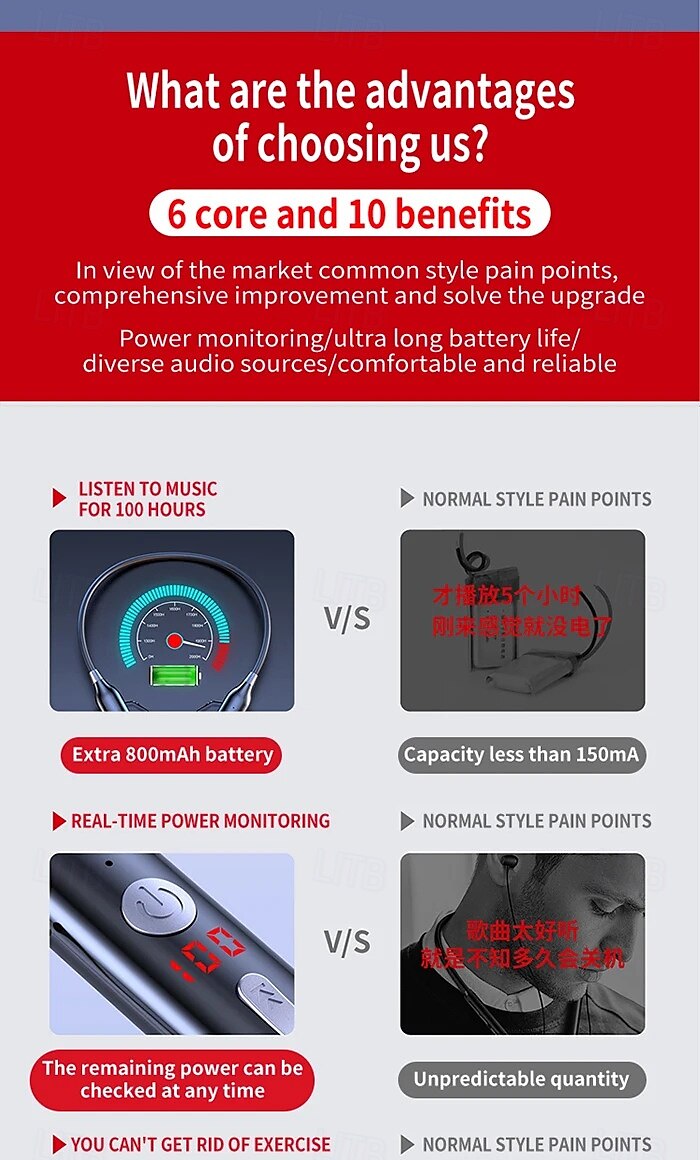 100 Hour Music Wireless Bluetooth Earphone 9D Strong Bass in Ear Sport Headset Neckband With Output MIC 2025 - $21.99 –P2