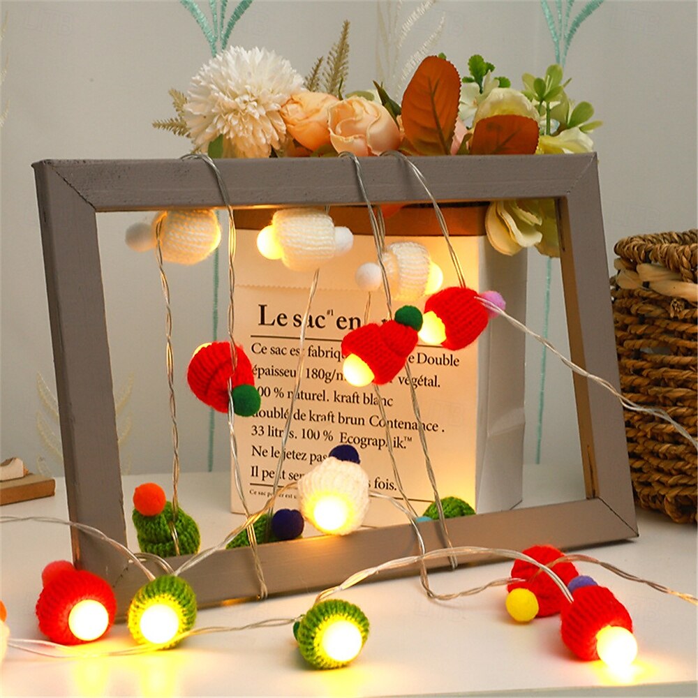 1,5 m/3 m cappello da cartone animato led luce stringa, adorabile luce notturna di Natale per feste per bambini a casa del 2025 a $11.49 –P6