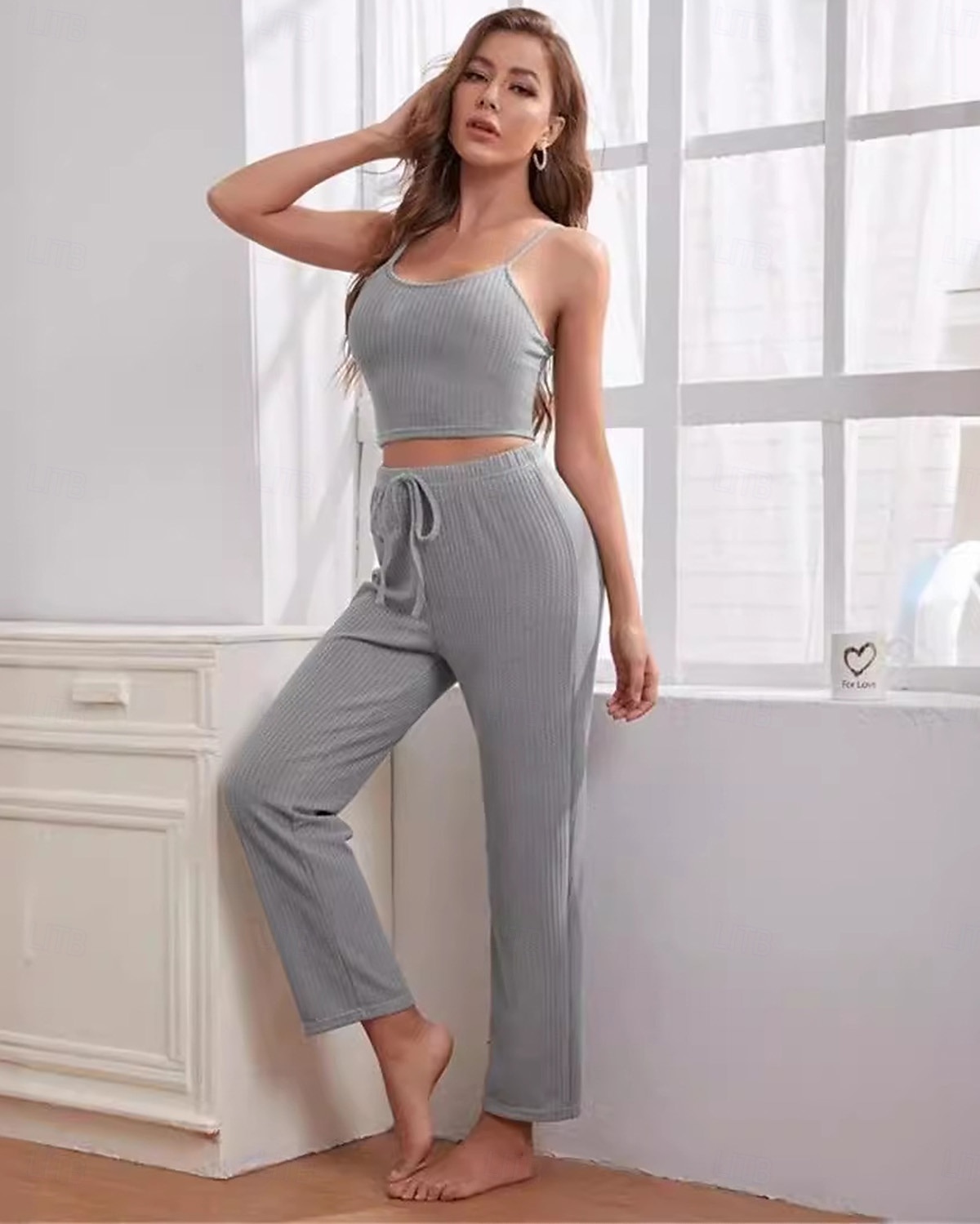 kvinners loungewear sett 3 stykker ren farge tilfeldig komfort hjemme komfort stropper stropp topp bukselomme høst vinter hjemmeantrekk 2025 - $33.99 –P7