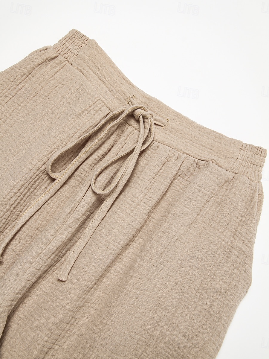 Femmes Taille EU / US Short en coton et lin Shorts amples Confort Longueur Genou Naturel Couleur Unie Cordon de serrage Conception à cordon élastique Respirant Léger Doux Non Elastique Vacances de 2025 ? $21.99 –P6