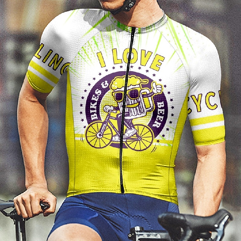Homme Maillot de cyclisme Dessin animé Lettres & Chiffres Manche Courte Cyclisme T-shirt Maillot avec 3 poches arrière VTT Vélo tout terrain Séchage Rapide Design Anatomique Évacuation de l'Humidit de 2025 ? $30.99 –P11