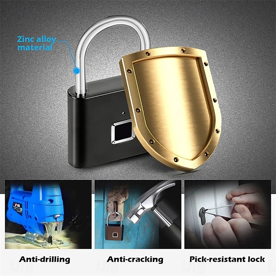 Fingerprint Lock Keyless Waterproof Anti-Theft Smart Lock Fingerprint Padlock Zinc Alloy Intelligent Safety Electronic DoorLock 2025 - $28.99 –P12