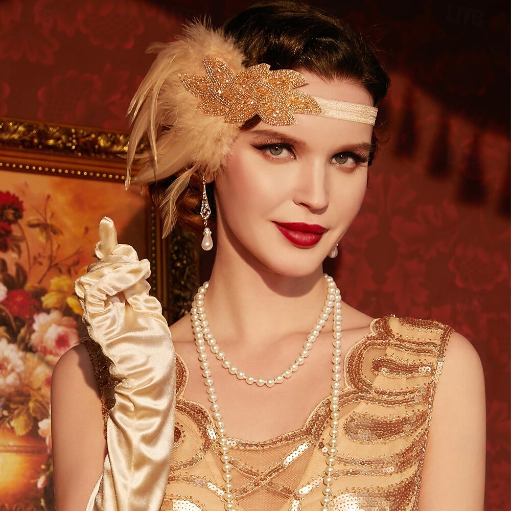 1920-as évek A nagy Gatsby Felszerelések Flapper fejpánt A nagy Gatsby Esküvői Vendég Gallér nélküli Jelmez Női Mindszentek napja Farsang Álarcos mulatság Parti Álarcos mulatság Esküvői fogadás 2025 - $29.99 –P2