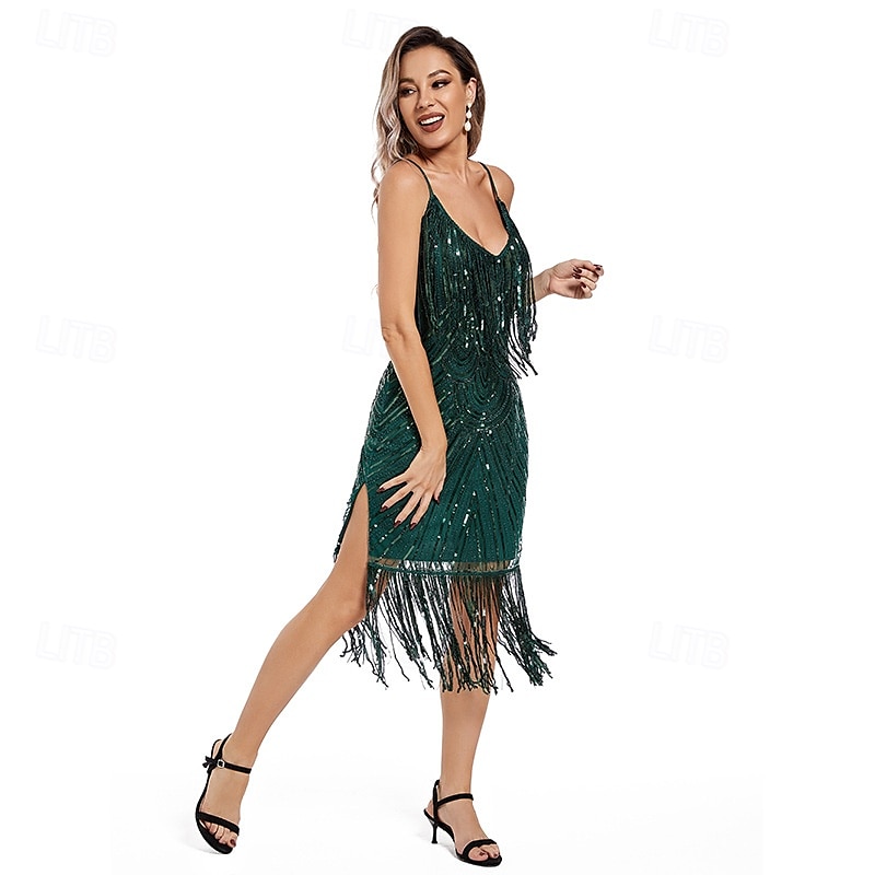 Retró Ordító 20-as évek 1920-as évek Flapper ruha Szerepjáték Jelmezek Felszerelések A nagy Gatsby Esküvői Vendég Flitter Rojt Női Karácsony Mindszentek napja Farsang Halloween Buli / Este Esküvői 2025 - $95.99 –P9