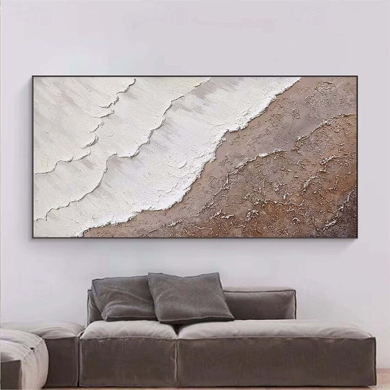 großes braunes Wellengemälde, handgemaltes braunes abstraktes Wellengemälde, handgemachtes schwarz-weißes Ozean-Ölgemälde, Kunst, modernes Gemälde, großes Kunstwerk, abstraktes Gemälde, Wandkunst, 2025 - $75.99 –P1