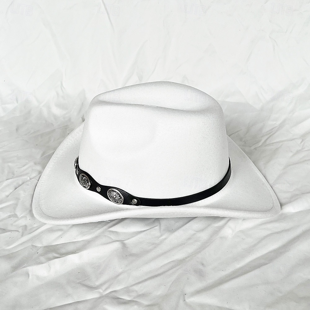 chapeau de cowboy western blanc pour femmes et hommes, chapeau de cowboy bouclé avec fedora en cuir, chapeau de cavalier toca toca de 2025 ? $18.49 –P3