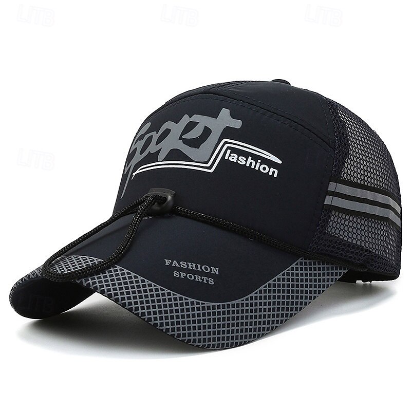 Herren Baseballmütze Sonnenhut Visier Gitter Außen Sonnenschutz Atmungsaktiv Buchstabe & Nummer Polyester Schwarz Marinenblau Khaki für Angeln Strand Camping / Wandern / Höhlenforschung 2025 - $3.49 -P1