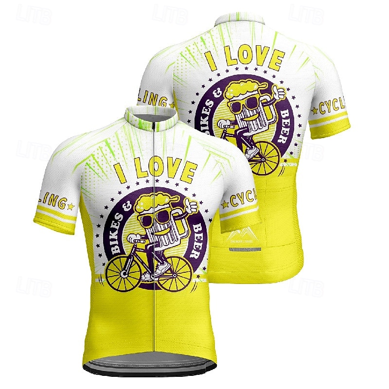 Homme Maillot de cyclisme Dessin animé Lettres & Chiffres Manche Courte Cyclisme T-shirt Maillot avec 3 poches arrière VTT Vélo tout terrain Séchage Rapide Design Anatomique Évacuation de l'Humidit de 2025 ? $30.99 –P12
