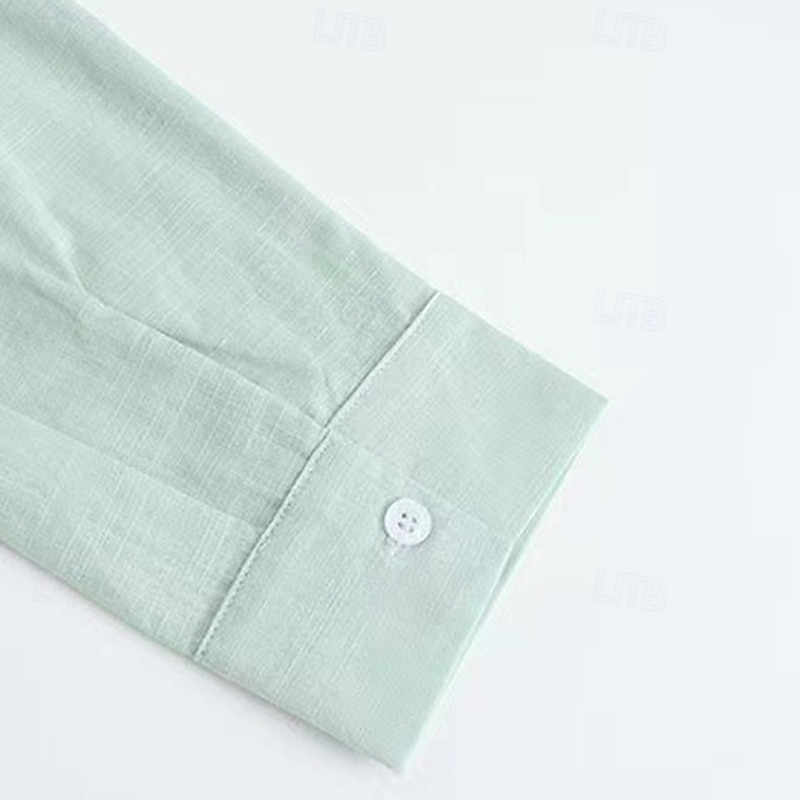 Per uomo Camicia Camicia popover Camicia Estiva Camicia casual Camicia da Spiaggia Nero Bianco Verde chiaro Azzurro Manica Lunga Semplice Colletto alla coreana Vacanza Camicia hawaiana Bottonato del 2025 a $16.99 –P12