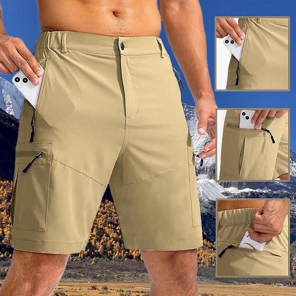 Муж. Спортивные шорты Шорты-карго Уличные шорты Шорты для туризма и прогулок Эластичная талия Карман на молнии Полотняное плетение Дышащий Быстровысыхающий Короткие 2026 - $39.99 –P1