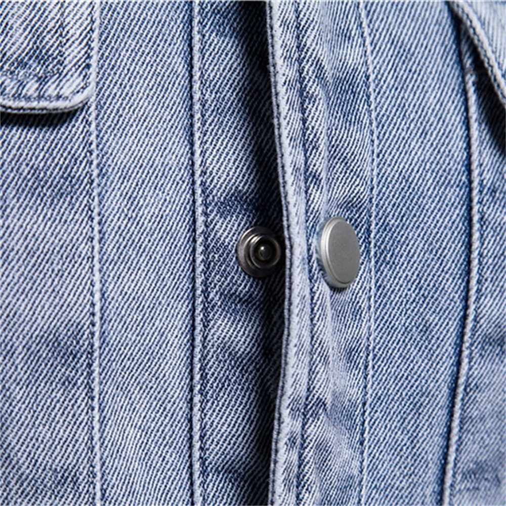 Man Casual / Dagelijks Denim Lente & Herfst Effen / effen kleur Casual Revers Normaal Zwart Licht Blauw Jacks 2025 - $41.99 –P4