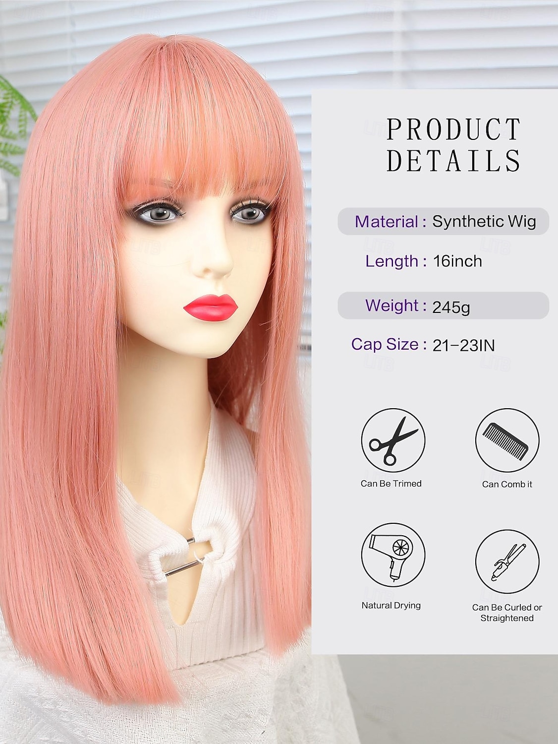 Synthetische pruiken Recht Strakke pony Pruik 40.6 cm Roze + Rood Synthetisch haar Dames Roze 2025 - $18.99 –P8