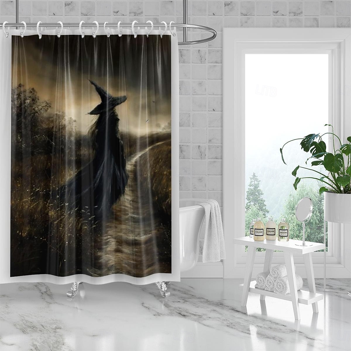 Halloween Flower Witch Shower Curtain Modern Machine Washable Waterproof Polyester Fabric Used for Bathroom Decoration Bathtub with 12 Hooks 2025 - $23.99 –P8